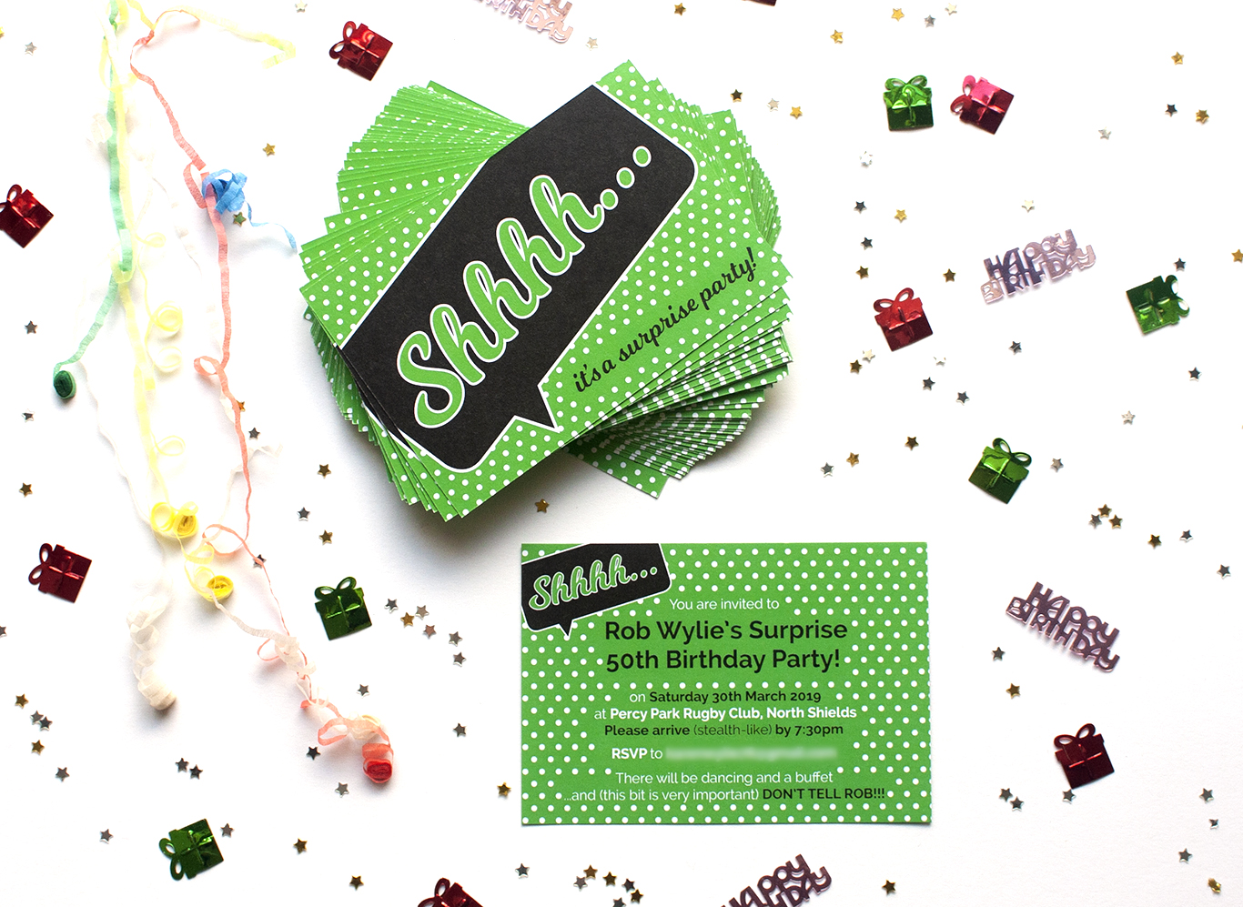 Bespoke surprise birthday invitation.