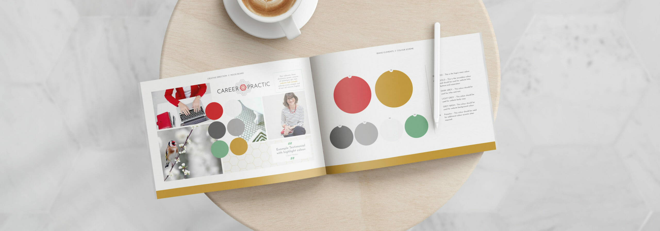 Career Practic brand identity and colour pallet