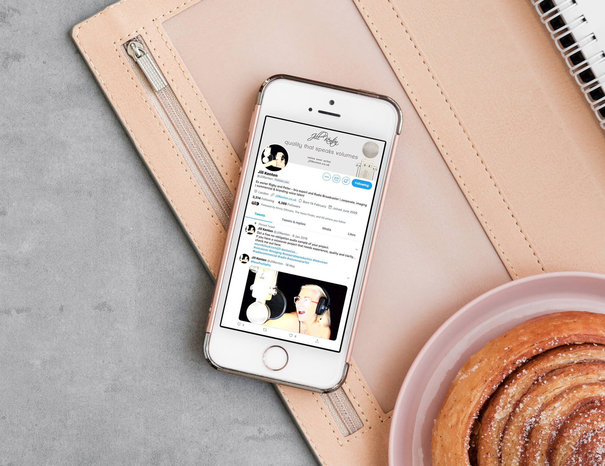 Jill Kenton voiceover bespoke Twitter profile banner design
