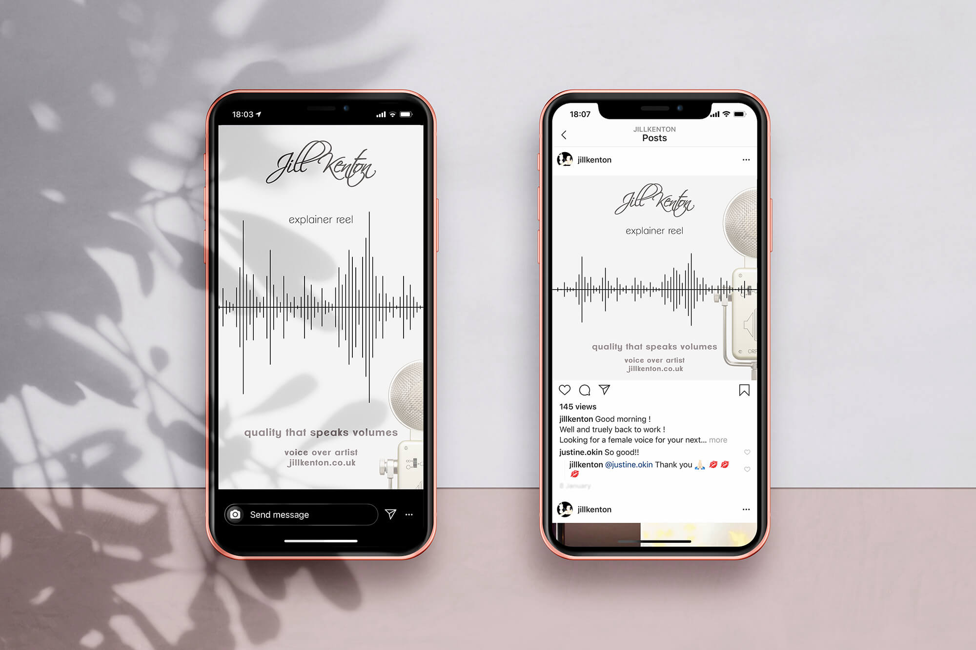 Jill Kenton voiceover bespoke Wavve social media templates design