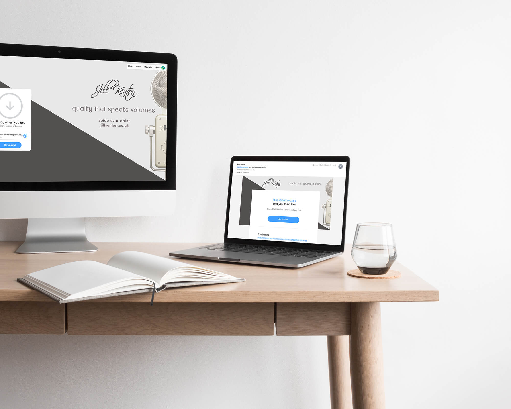Jill Kenton voiceover bespoke WeTransfer backgrounds design