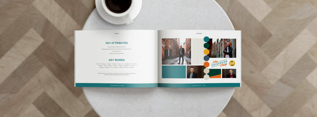 Brand personality and mood board for branding, logo and website design for The Voiceover Chap Liam Gerrard