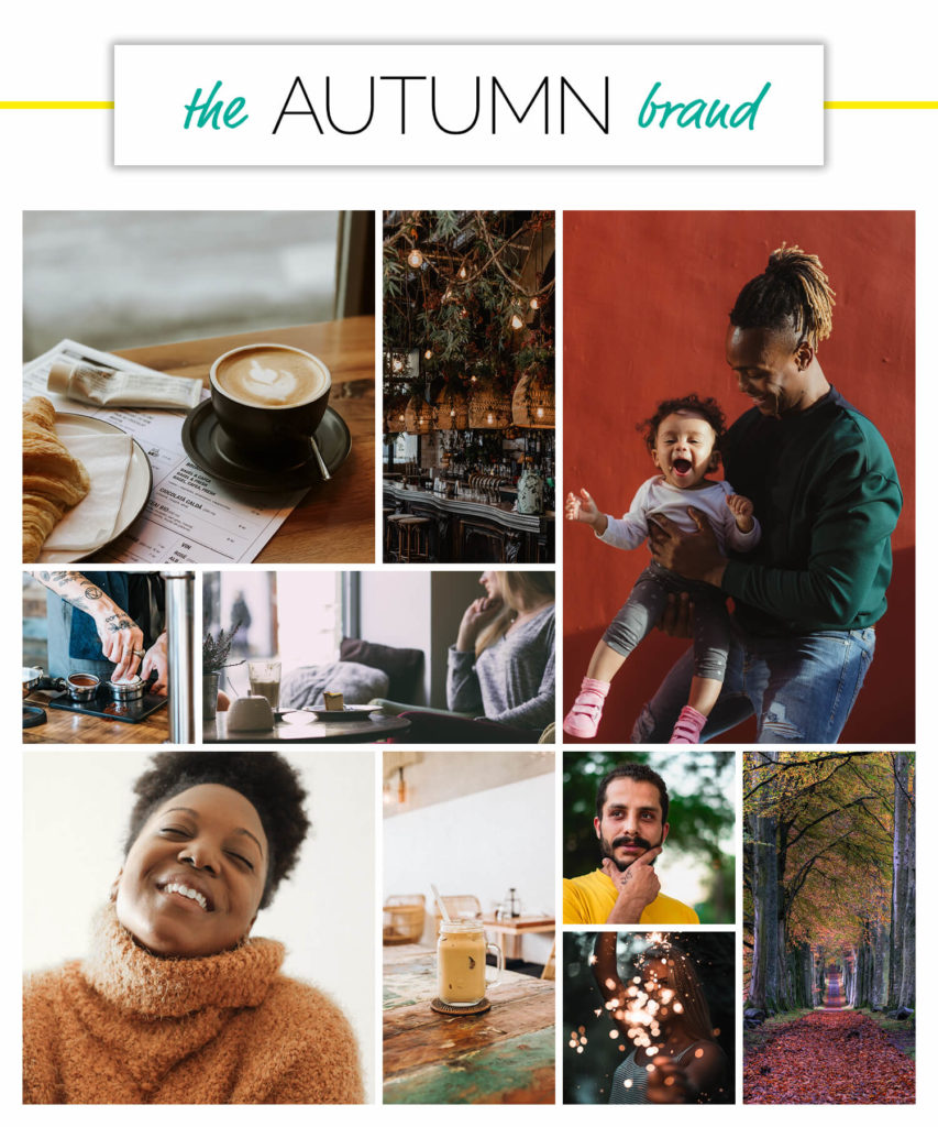 Autumn voice over brand personality season moodboard