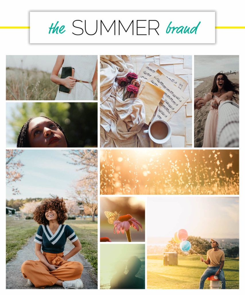 Summer voice over brand personality season moodboard