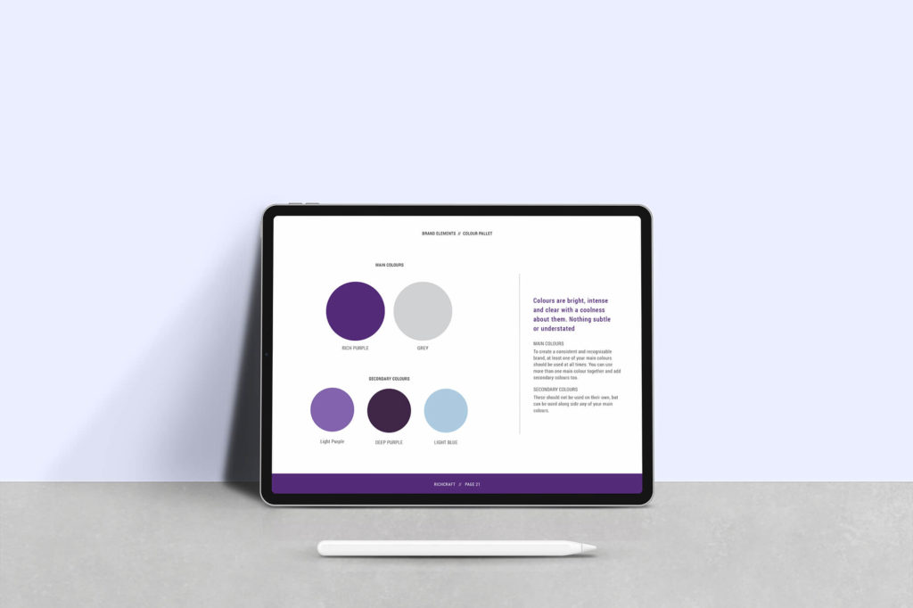 Richcraft brand guidelines colour palette.