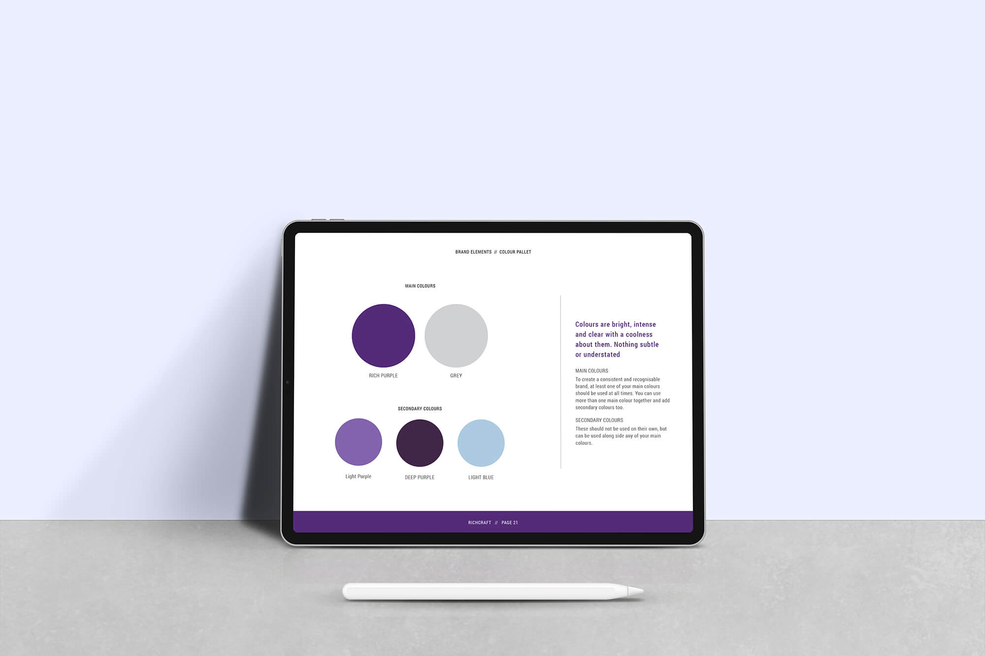 Richcraft brand guidelines colour palette.