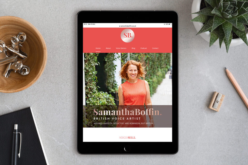 Samantha Boffin voiceover website ipad homepage