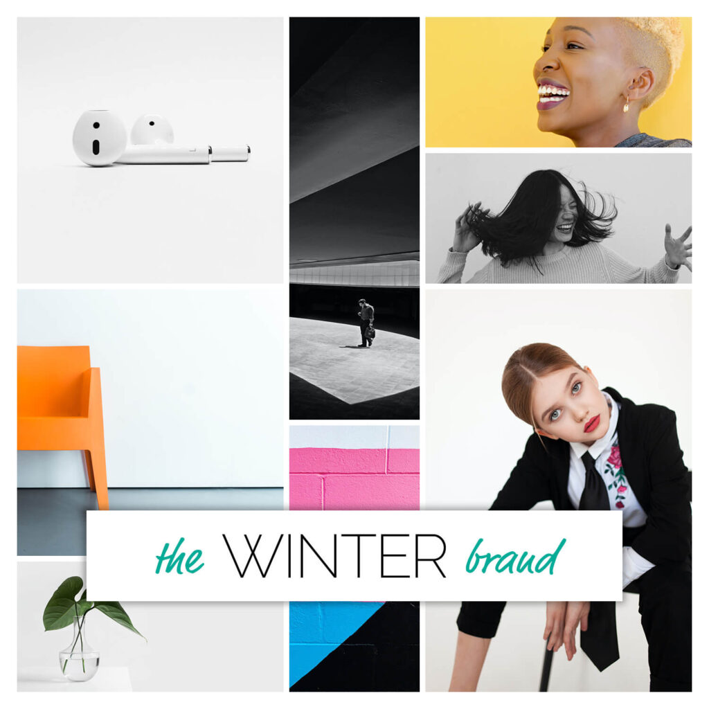 Winter season brand personality mood board