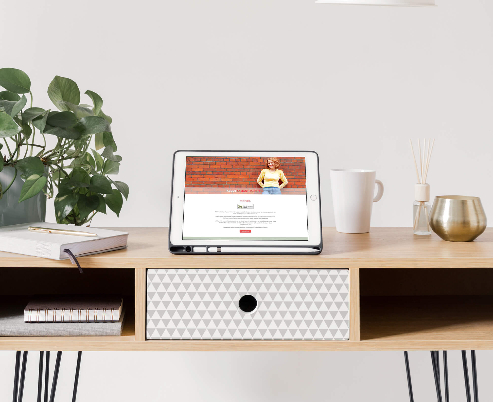Samantha Boffin voiceover website on ipad