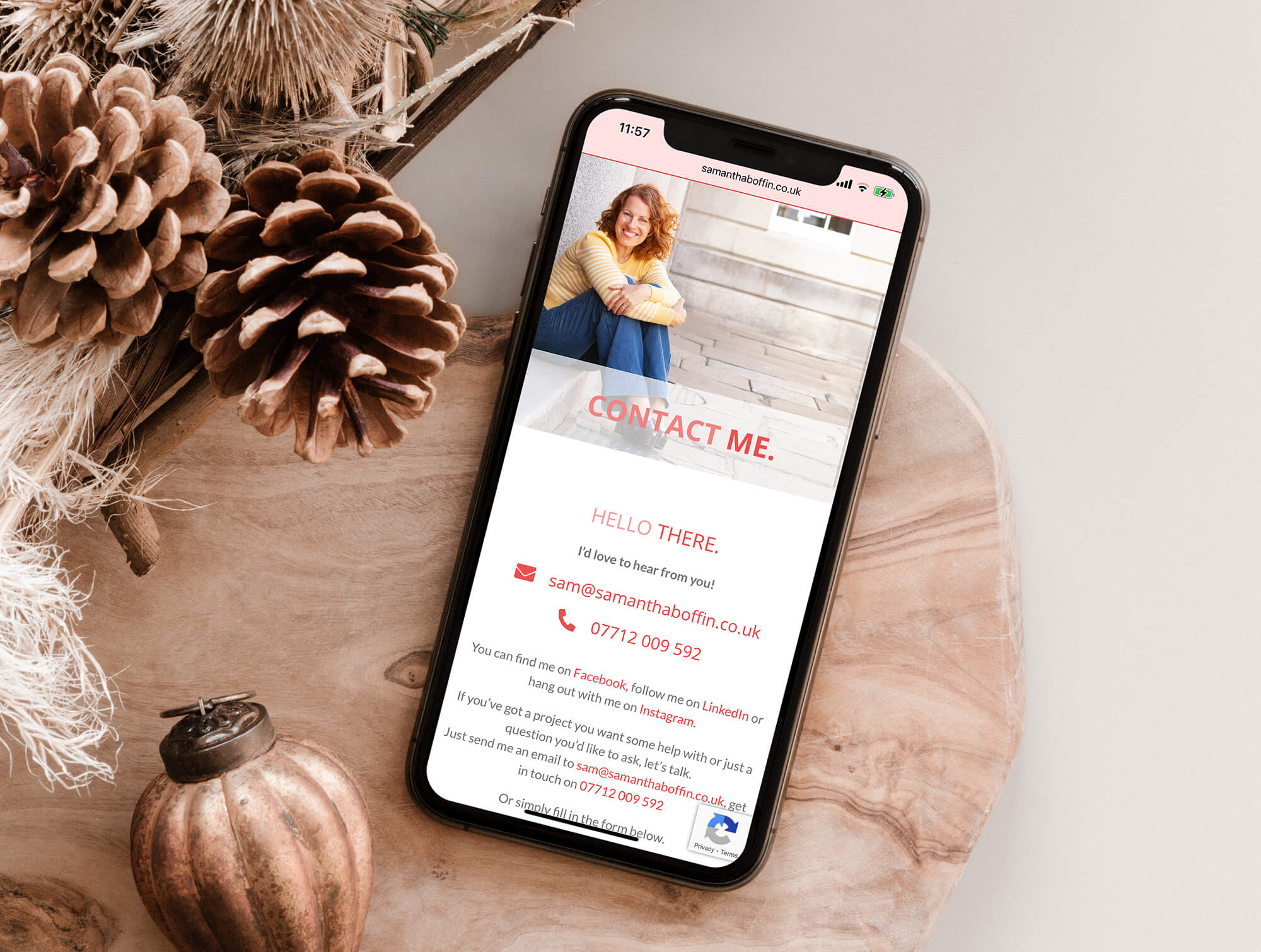 Samantha Boffin voiceover website on mobile