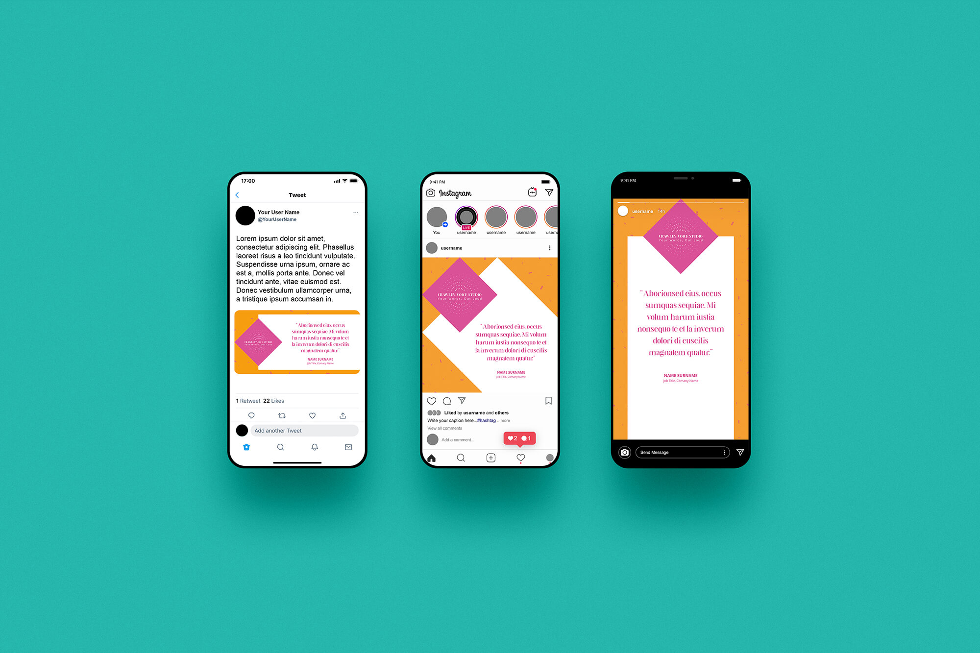 Crawley Voice Studio social media templates