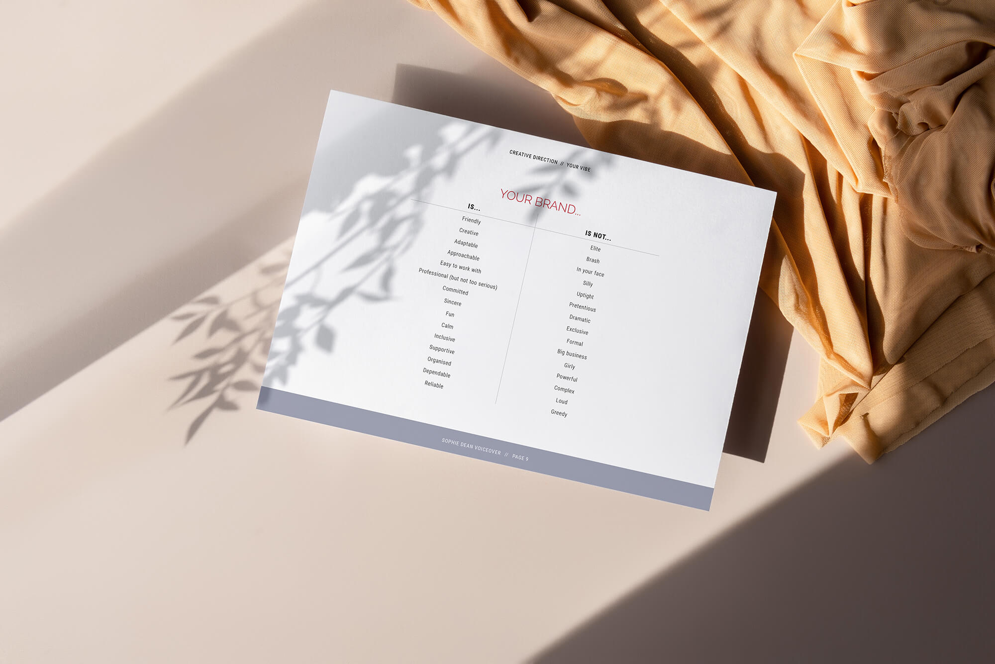 My brand Is and Is Not list from Sophie Dean Voiceover's brand guidelines.