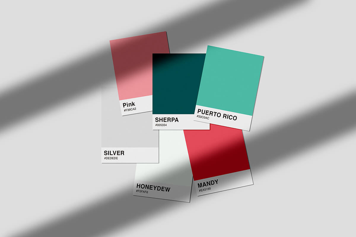 Brand colours shown as swatches for voiceover Natalie designed by Helen Bee from B Double E.