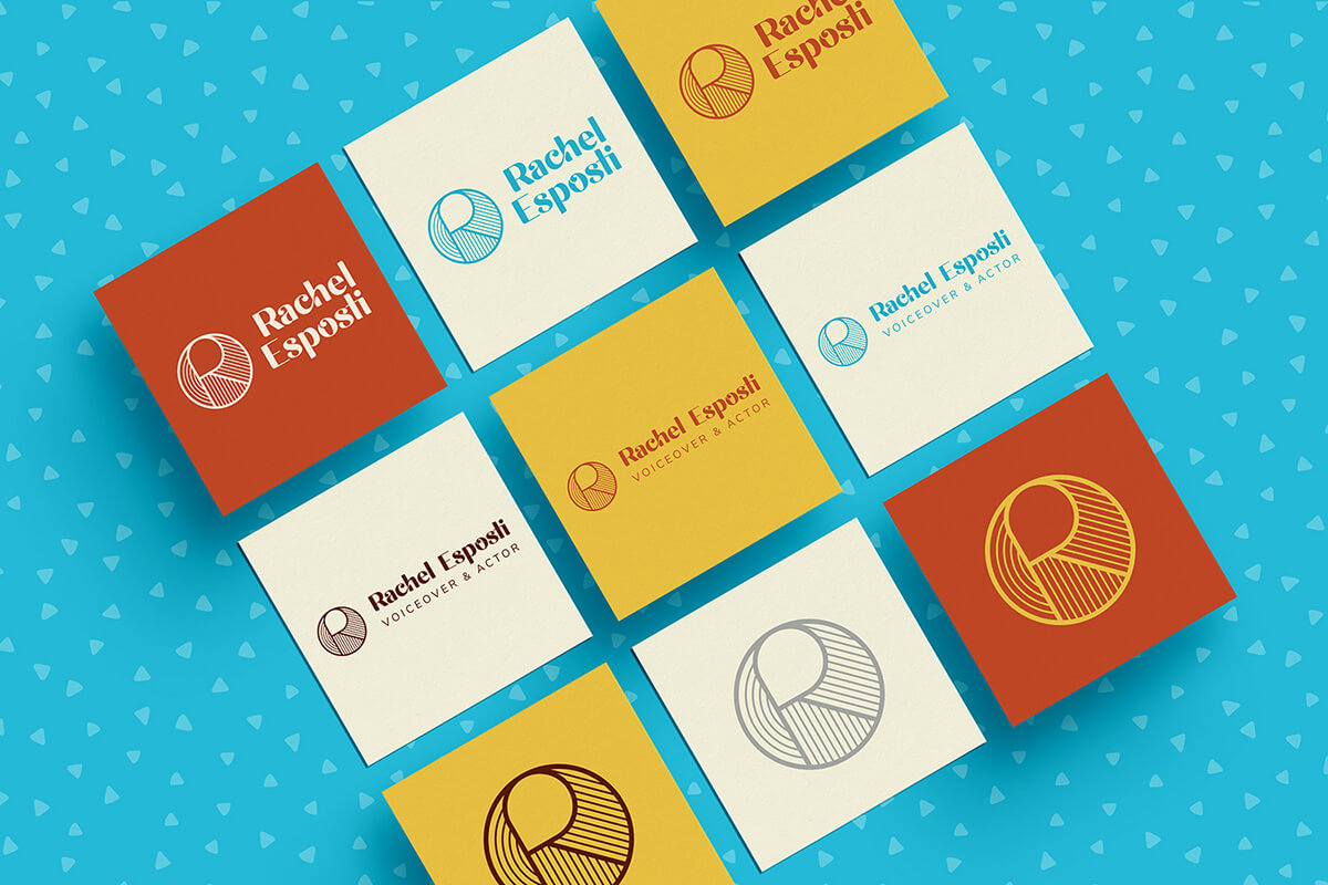 Various logos designed by Helen Bee for voiceover and actor Rachel Esposti.