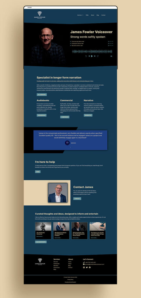 Voiceover website design by Helen Bee from B Double E for James.