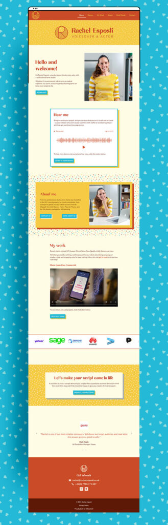 Voice over and actor website design by Helen Bee from B Double E.