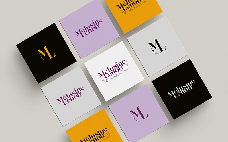 Various logo designs and monogram for voiceover Melusine.