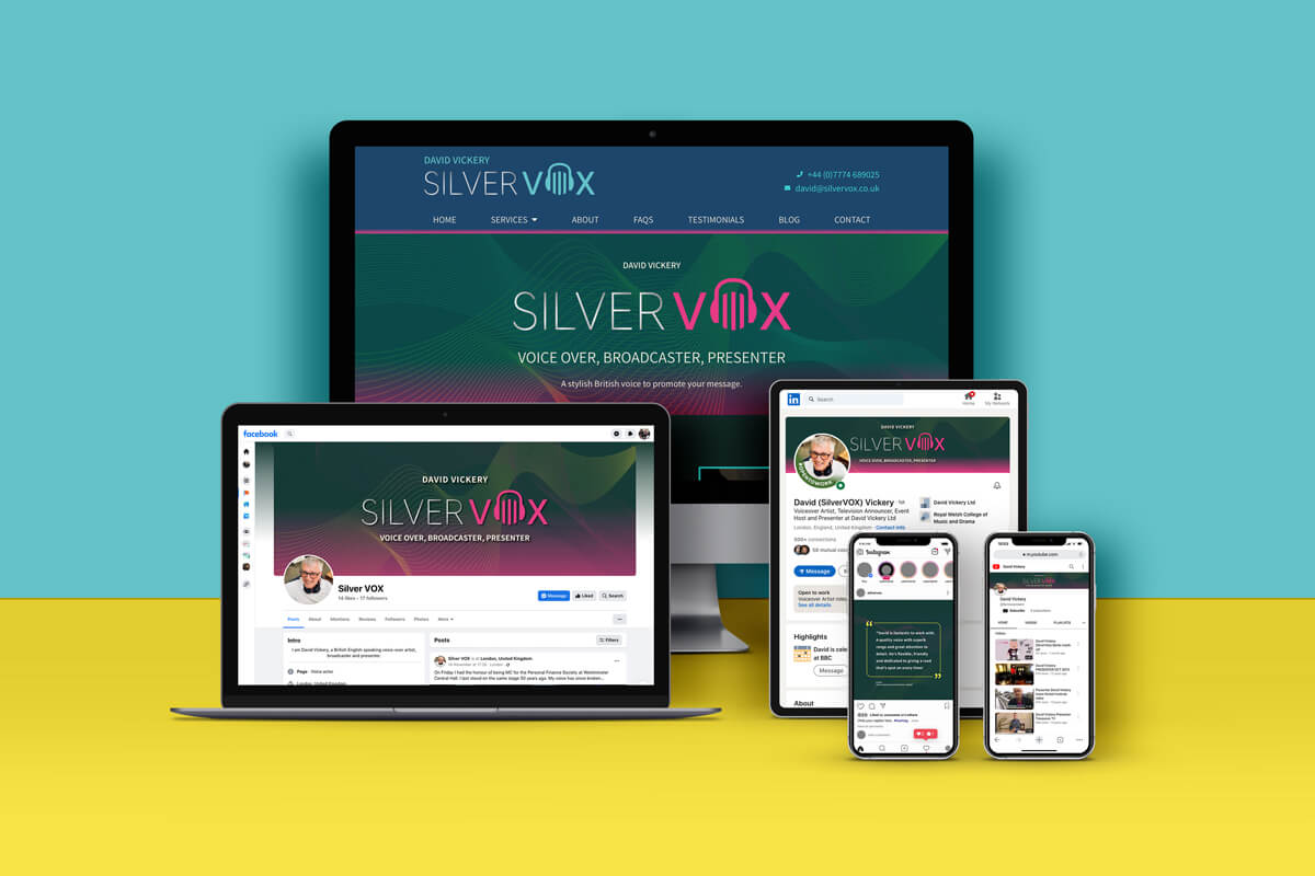 Silver VOX voice over website on various devices.