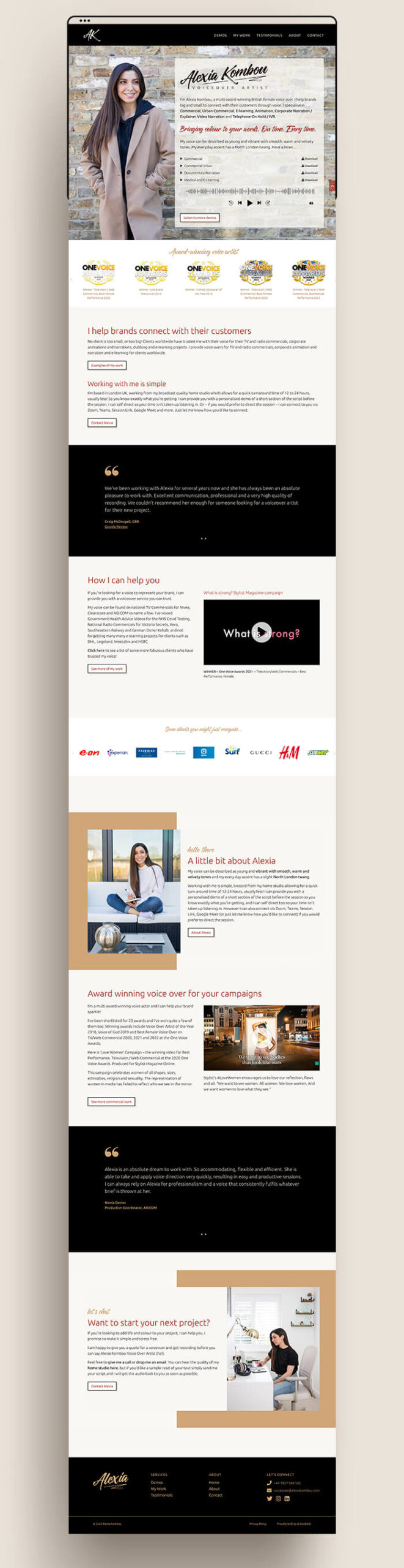 Alexia's home page for her voiceover services.