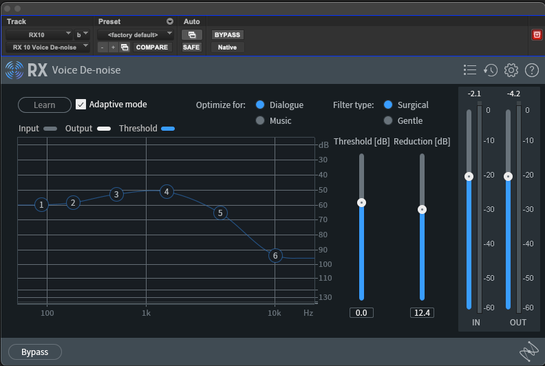 Screenshot of RX noise reduction plug-in.