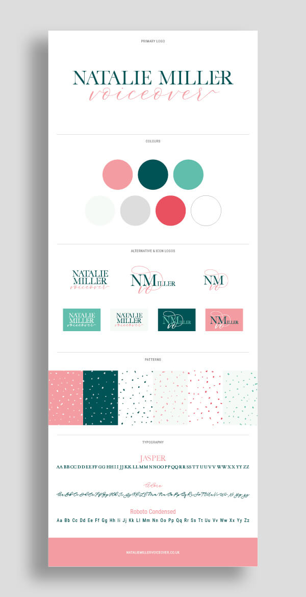 Natalie Miller's branding board.