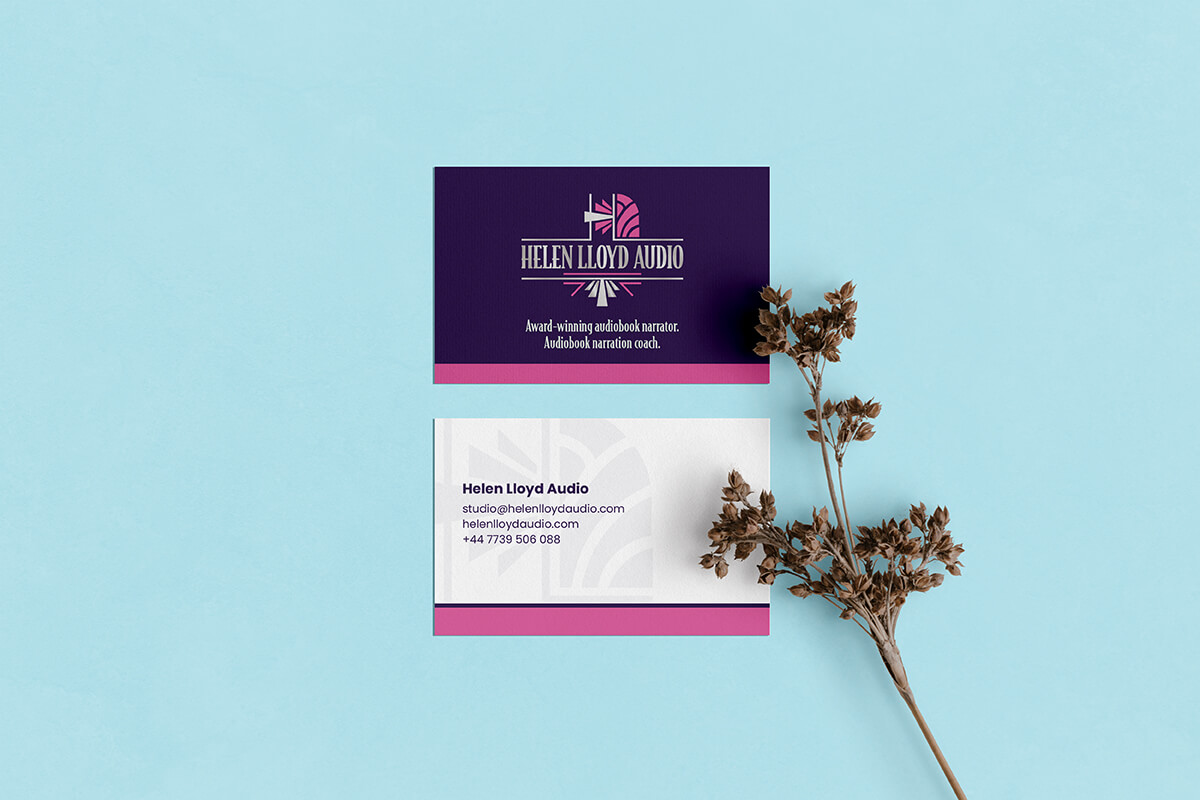 Audiobook narrator Helen Lloyd's business cards.