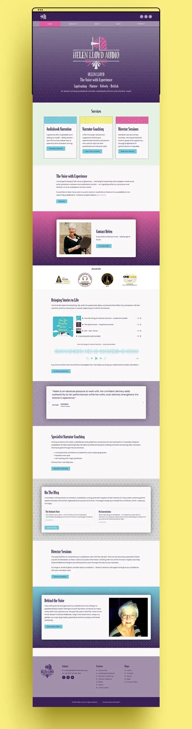 Helen Lloyd's website home page by Helen Bee from B Double E.