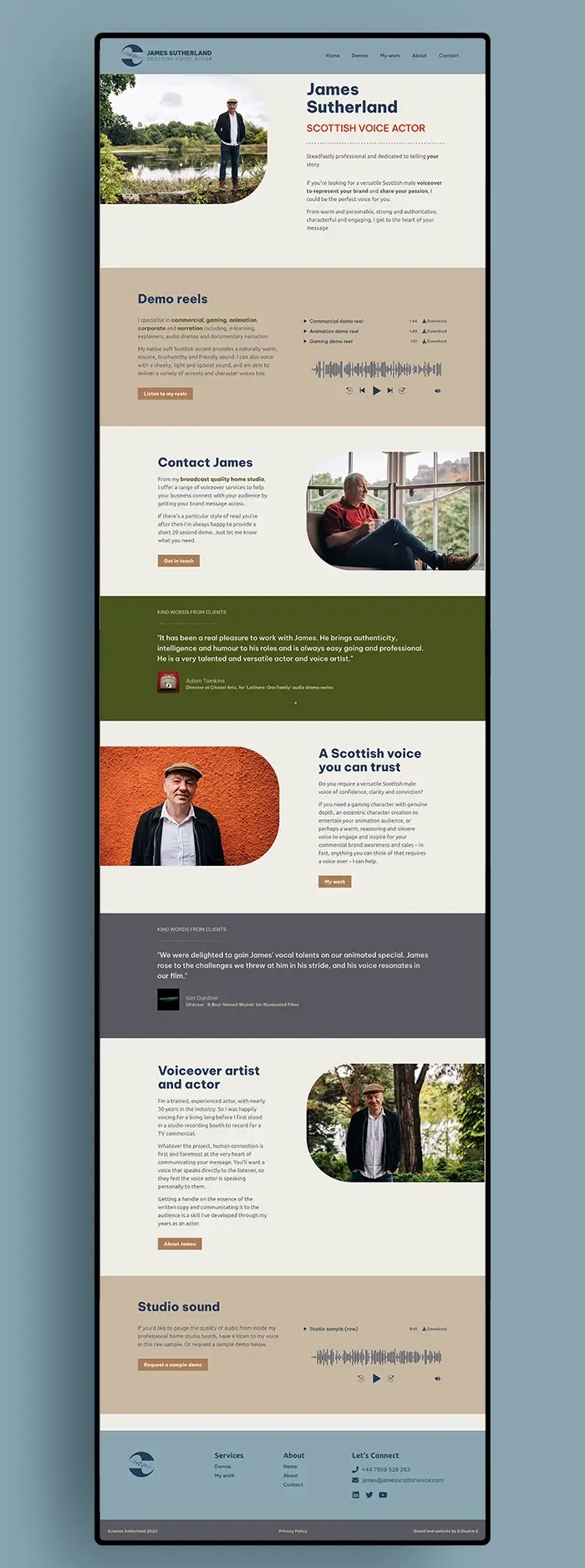 James Sutherland's website home page.