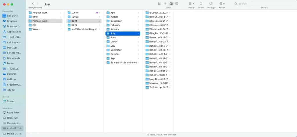 Screen shot of Rob's computer file management system.