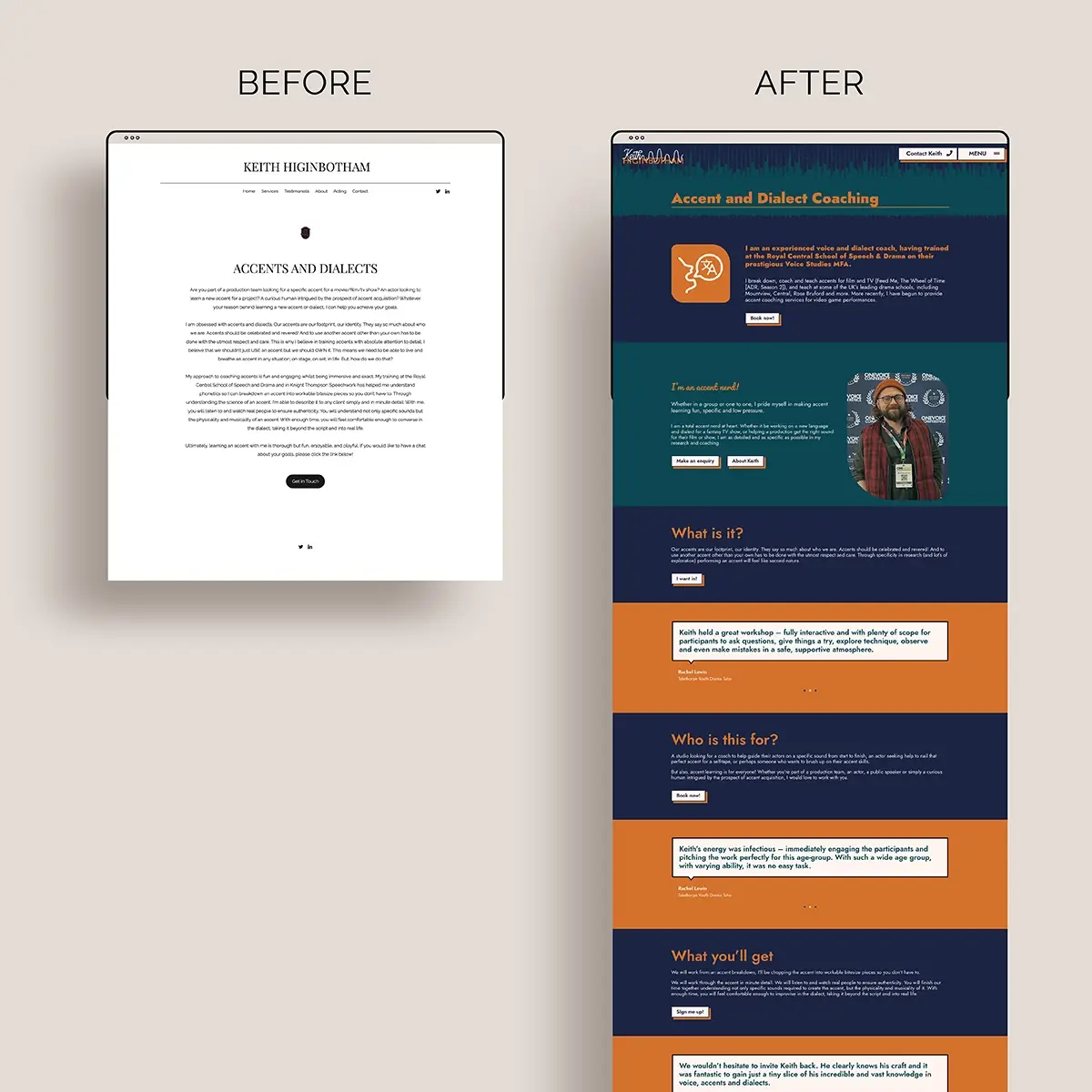 keith webiste before after accents