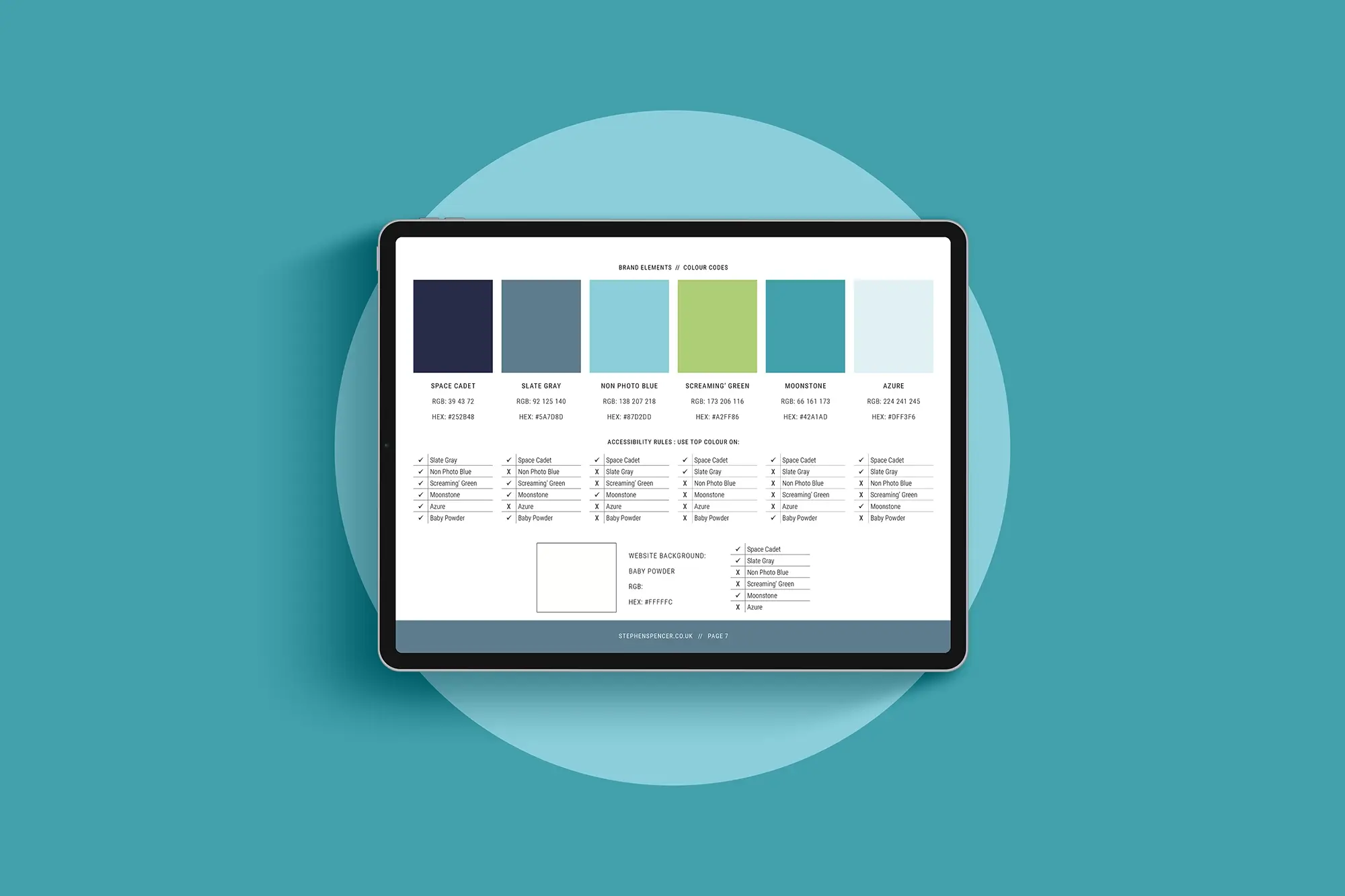 stephen website colour guide