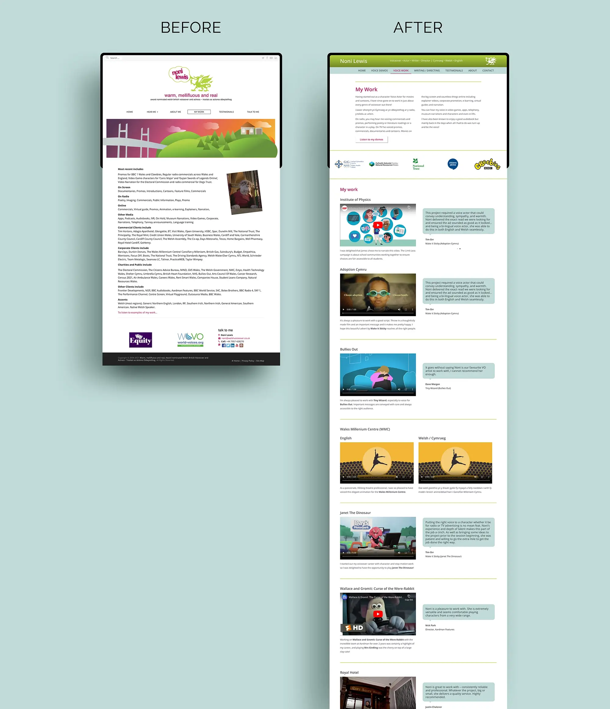 noni voice actor website compare work