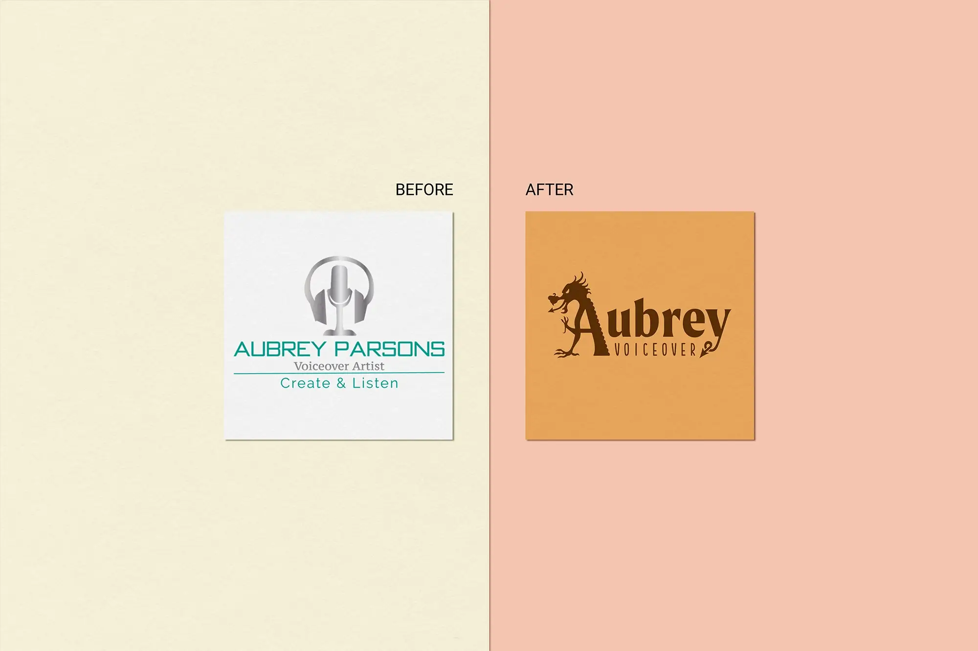 aubrey voice logo before after