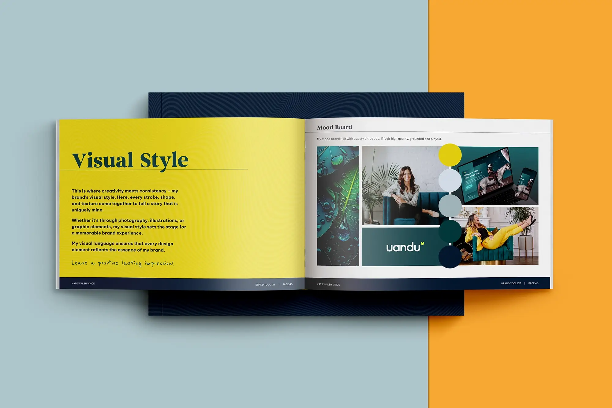 Kate Walsh voice actor brand visual style pages from branding guidelines.