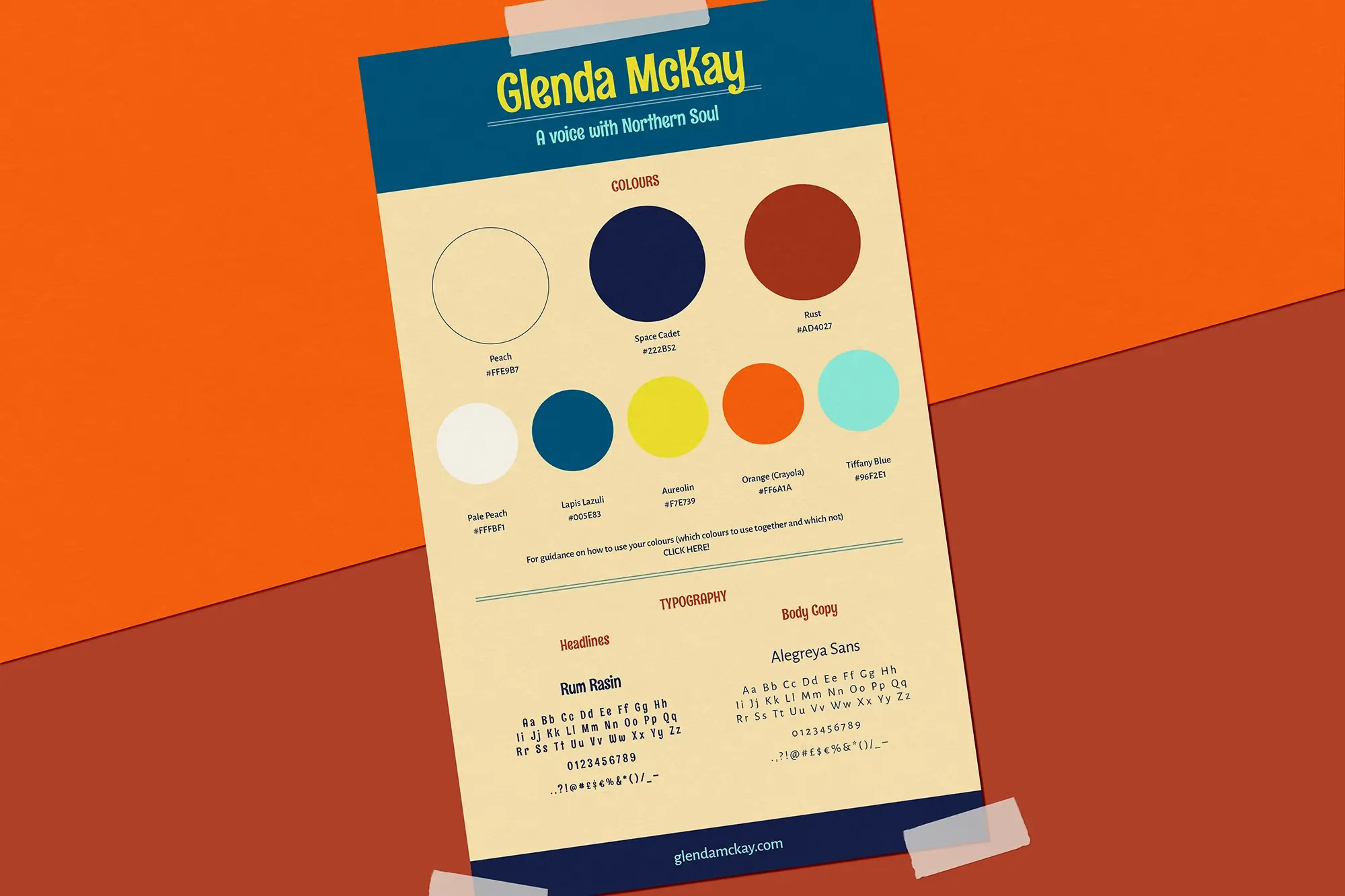 glenda voice actor website brand colours